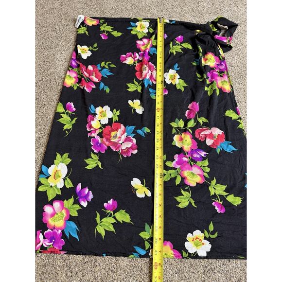Vintage Miraclesuit Wrap Skirt Dress Cover Up Floral Print Bright One Size Tie - Picture 6 of 7